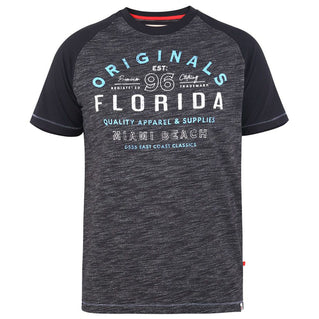 D555 Tall Whitfield 'Florida' Raglan T-Shirt Black Reno (Tall Fit)