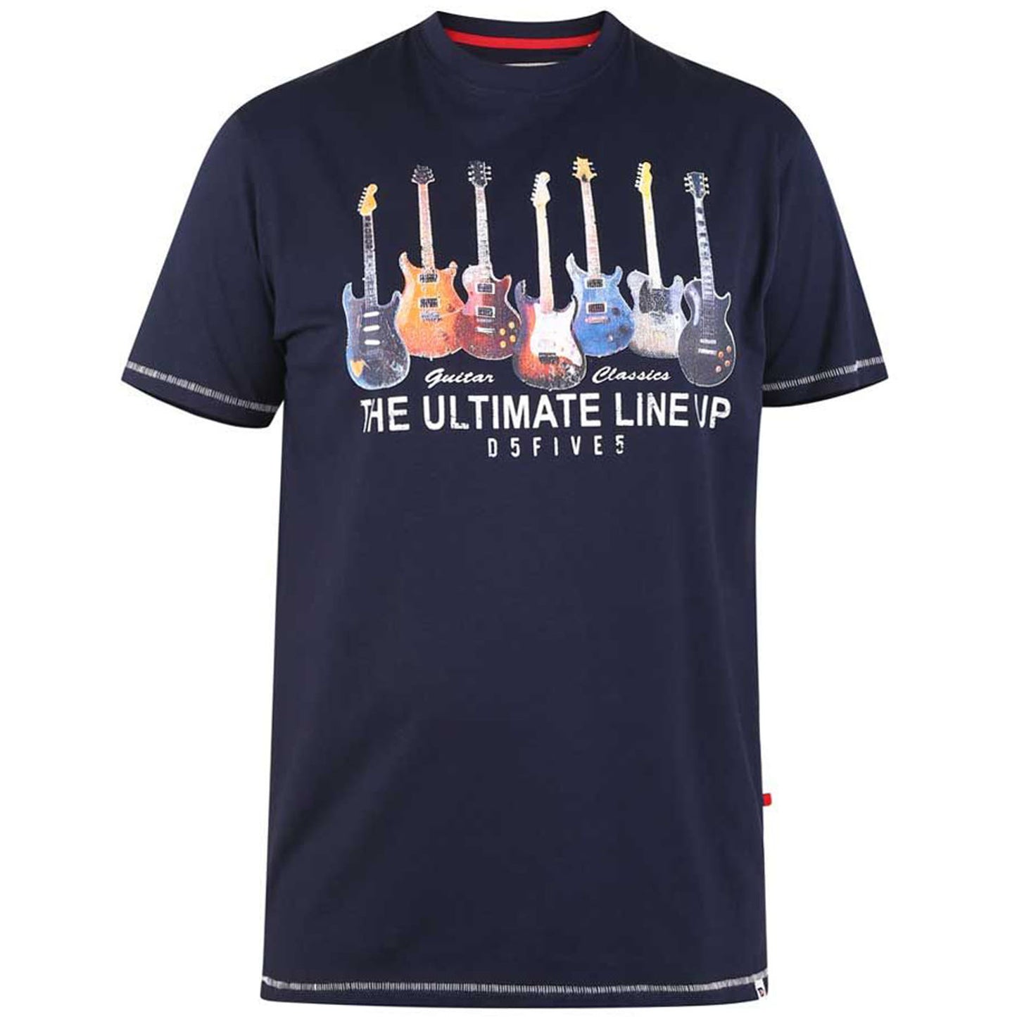 D555 Tall Pickemham 'Guitars' T-Shirt Navy (Tall Fit)