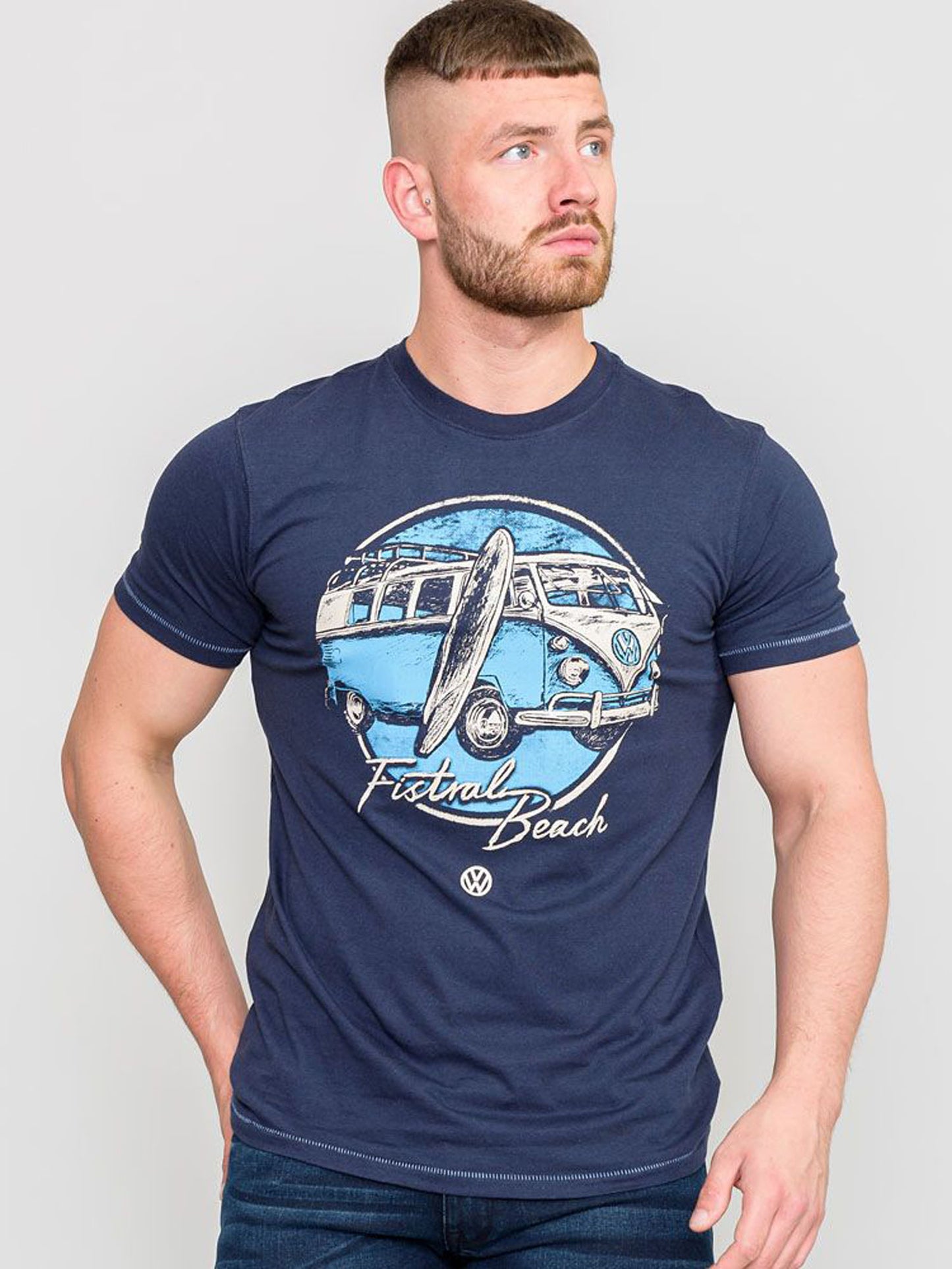 D555 Tall Winterton 'Vw Camper' T-Shirt Navy (Tall Fit)