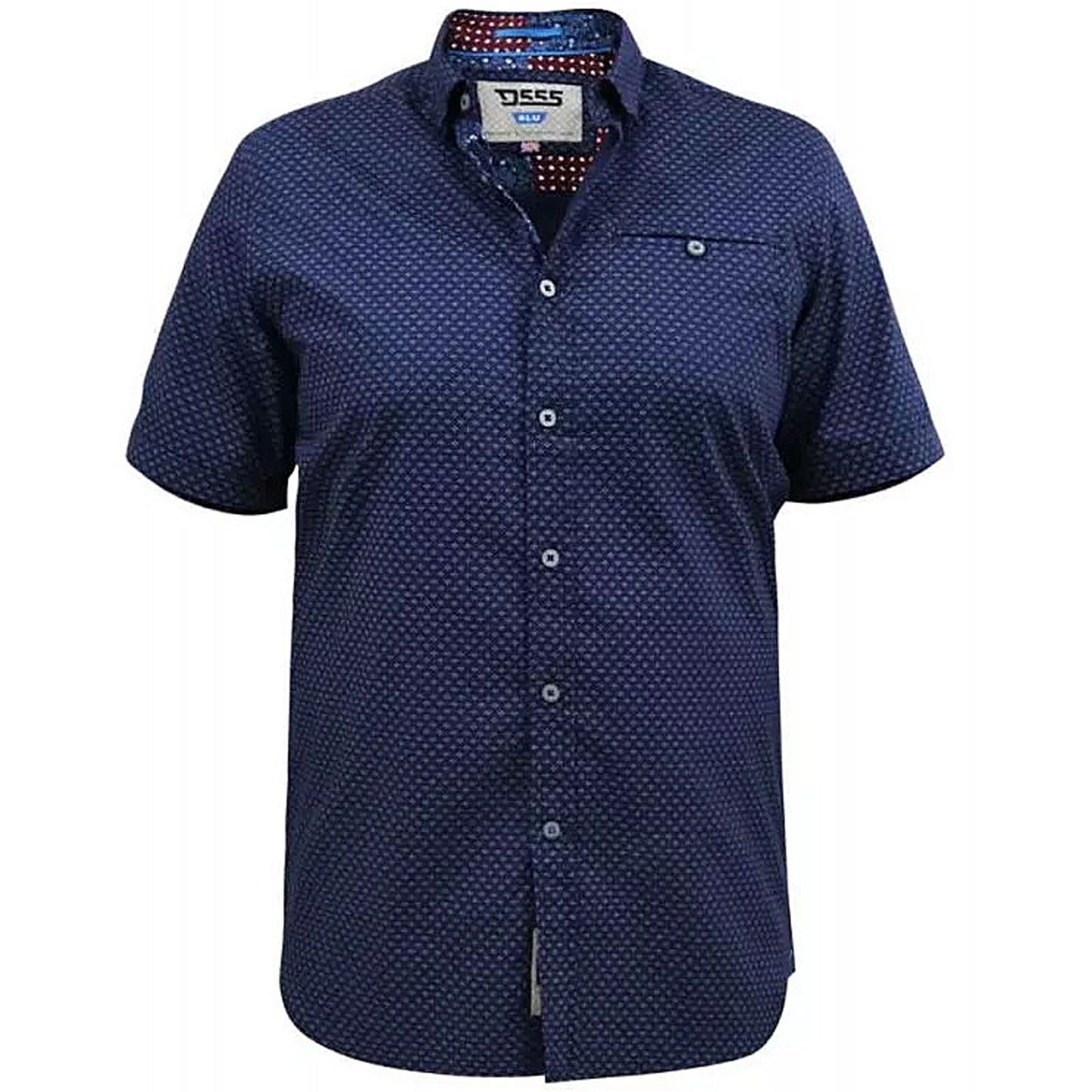 Tall Telford Micro Aop S/S Shirt Navy (Tall Fit)