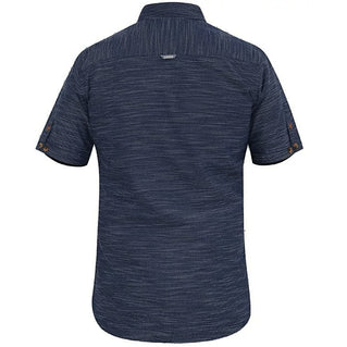 D555 Tall Hove Textured Fabric S/S Shirt Navy (Tall Fit)