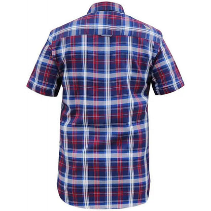 D555 Tall Portland Check S/S Shirt Blue/Red (Tall Fit)