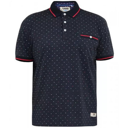 D555 Tall Ashwell Ao Printed Polo Dark Navy (Tall Fit)