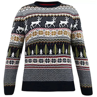 D555 Plus Size Vixen Reindeer Xmas Knitwear Navy