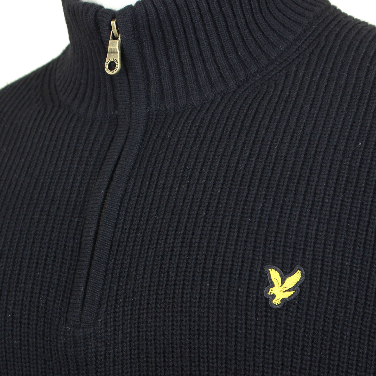 Lyle & Scott Plus Size Kn1712 Ribbed Quarter Zip Jumper Jet Black