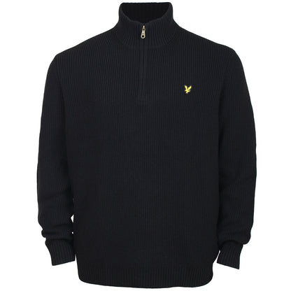 Lyle & Scott Plus Size Kn1712 Ribbed Quarter Zip Jumper Jet Black