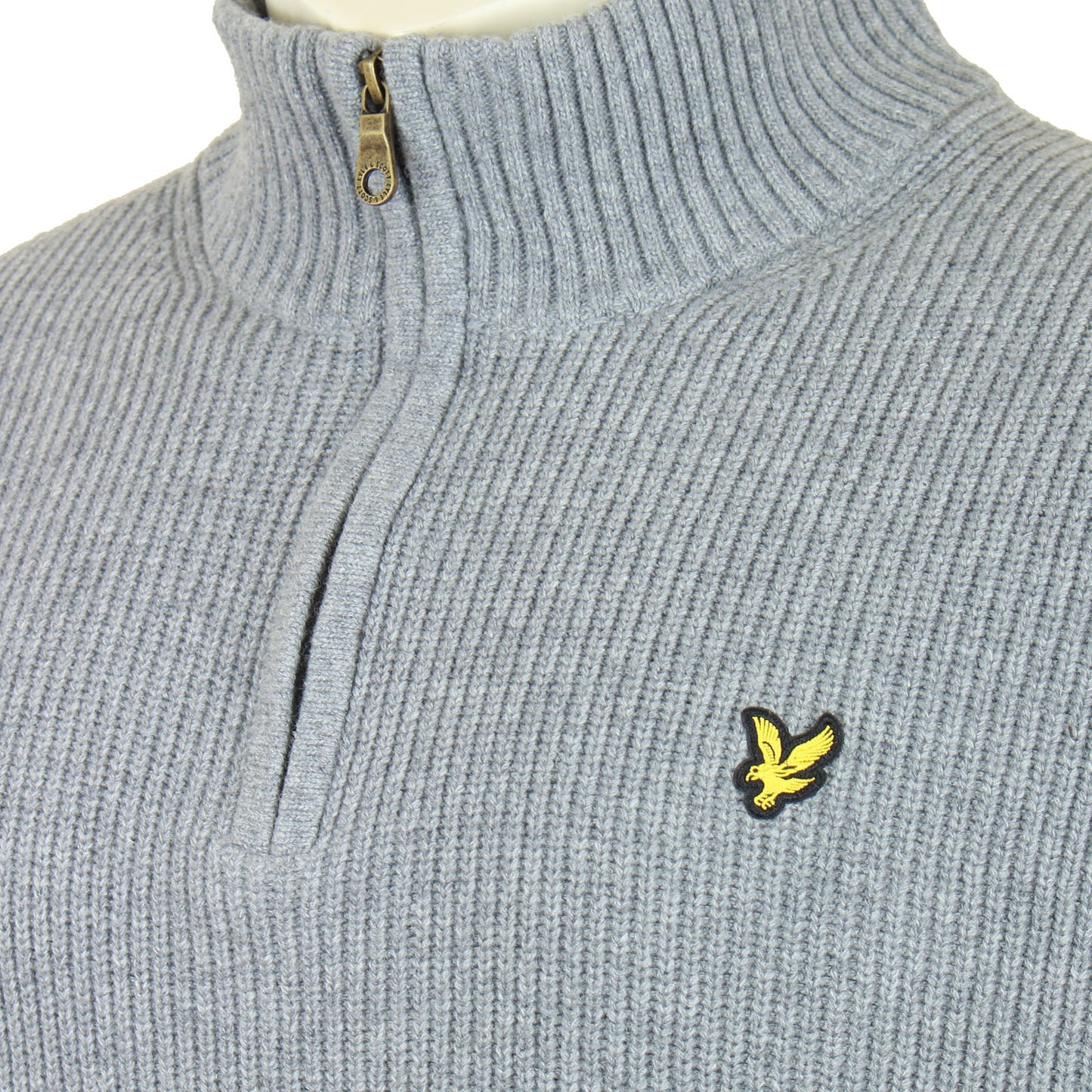 Lyle & Scott Plus Size Kn1712 Ribbed Quarter Zip Jumper Mid Grey Marl