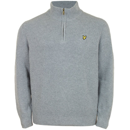 Lyle & Scott Plus Size Kn1712 Ribbed Quarter Zip Jumper Mid Grey Marl