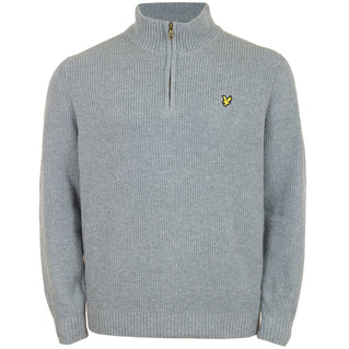 Lyle & Scott Plus Size Kn1712 Ribbed Quarter Zip Jumper Mid Grey Marl