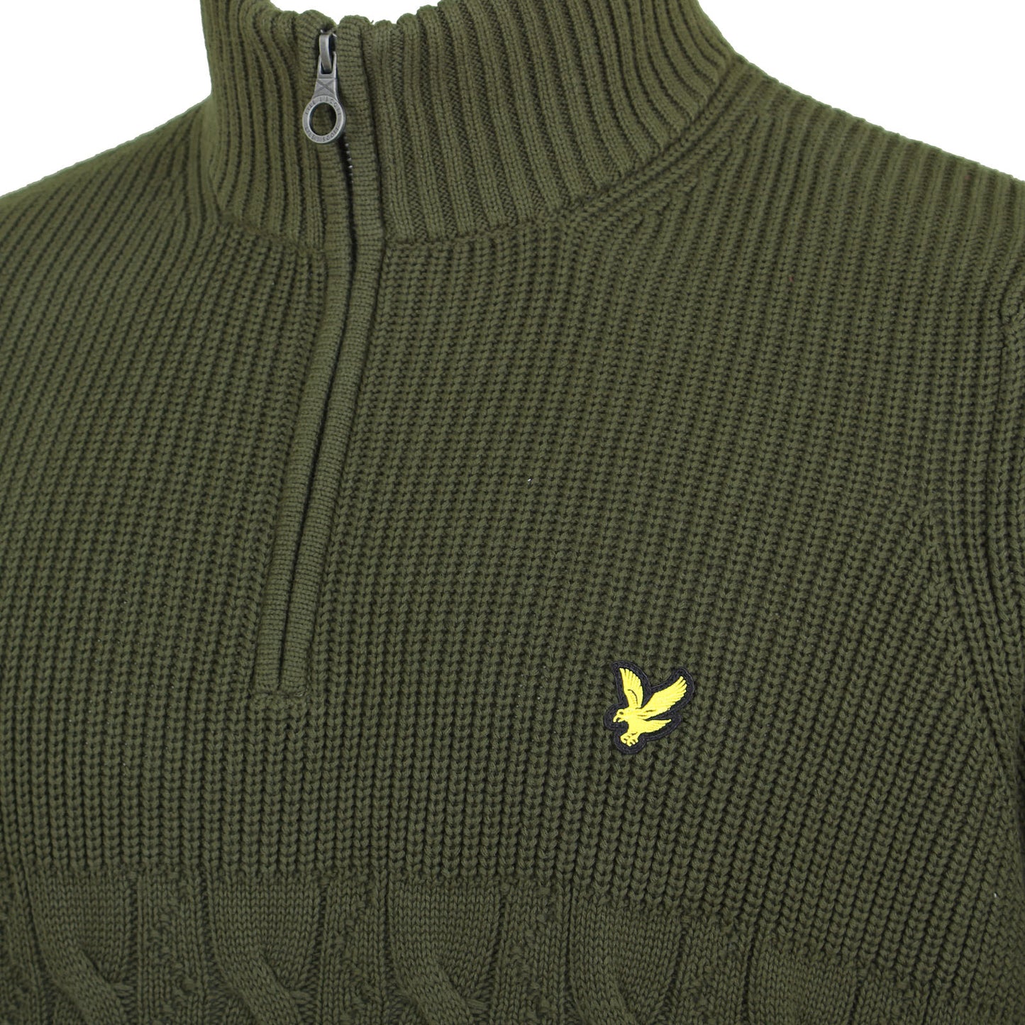 Lyle & Scott Plus Size Kn1902 Cable Knit 1/4 Zip Jumper Olive