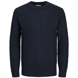 Jack & Jones Plus Size Craig Cable Knit Crew Knitwear Sky Captain