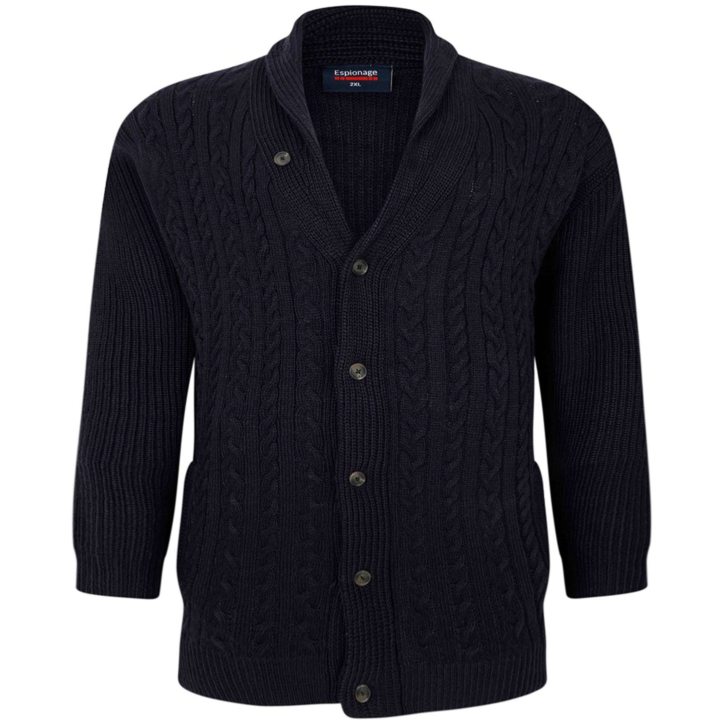 Plus Size Kw076 V Cable Knit Cardigan Navy