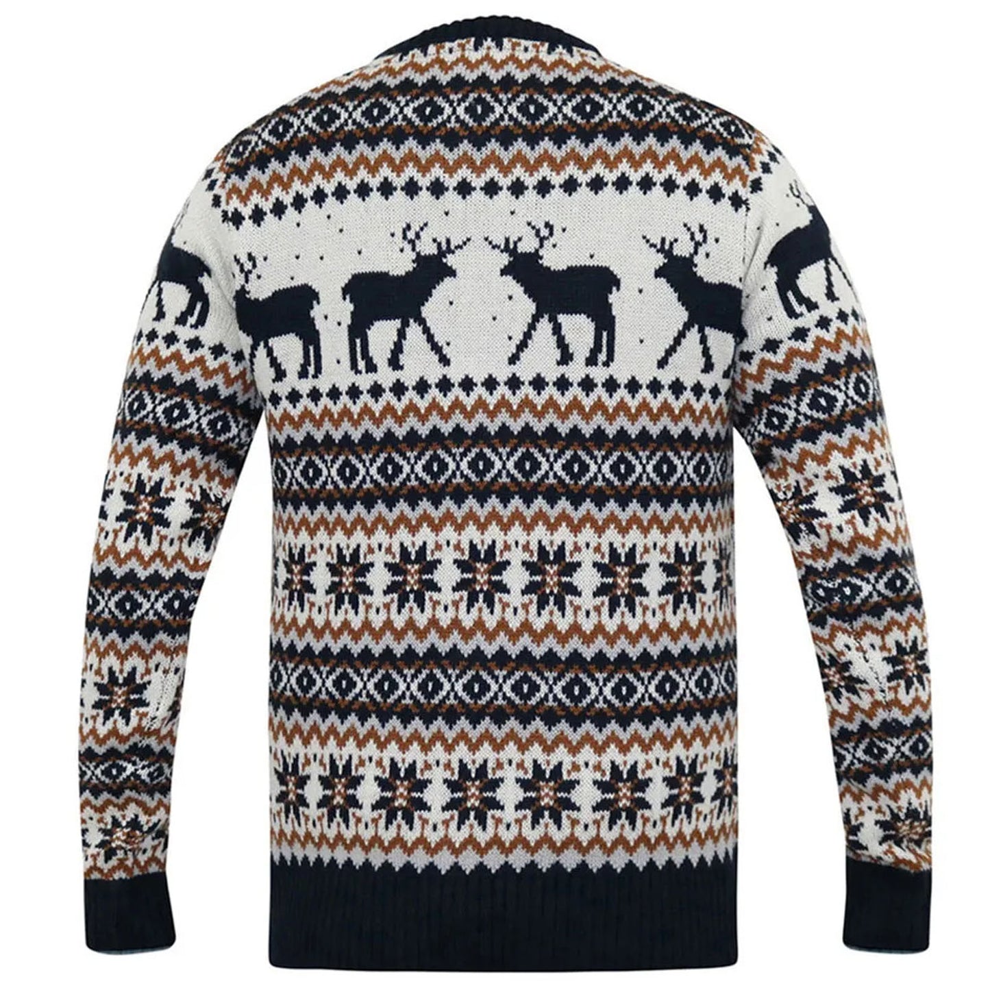 Plus Size Antler Christmas Reindeer Jumper Navy/Ecru