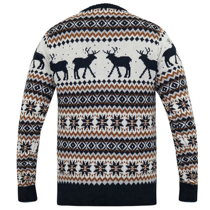 Plus Size Antler Christmas Reindeer Jumper Navy/Ecru