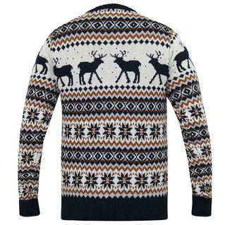 D555 Plus Size Antler Christmas Reindeer Jumper Navy/Ecru