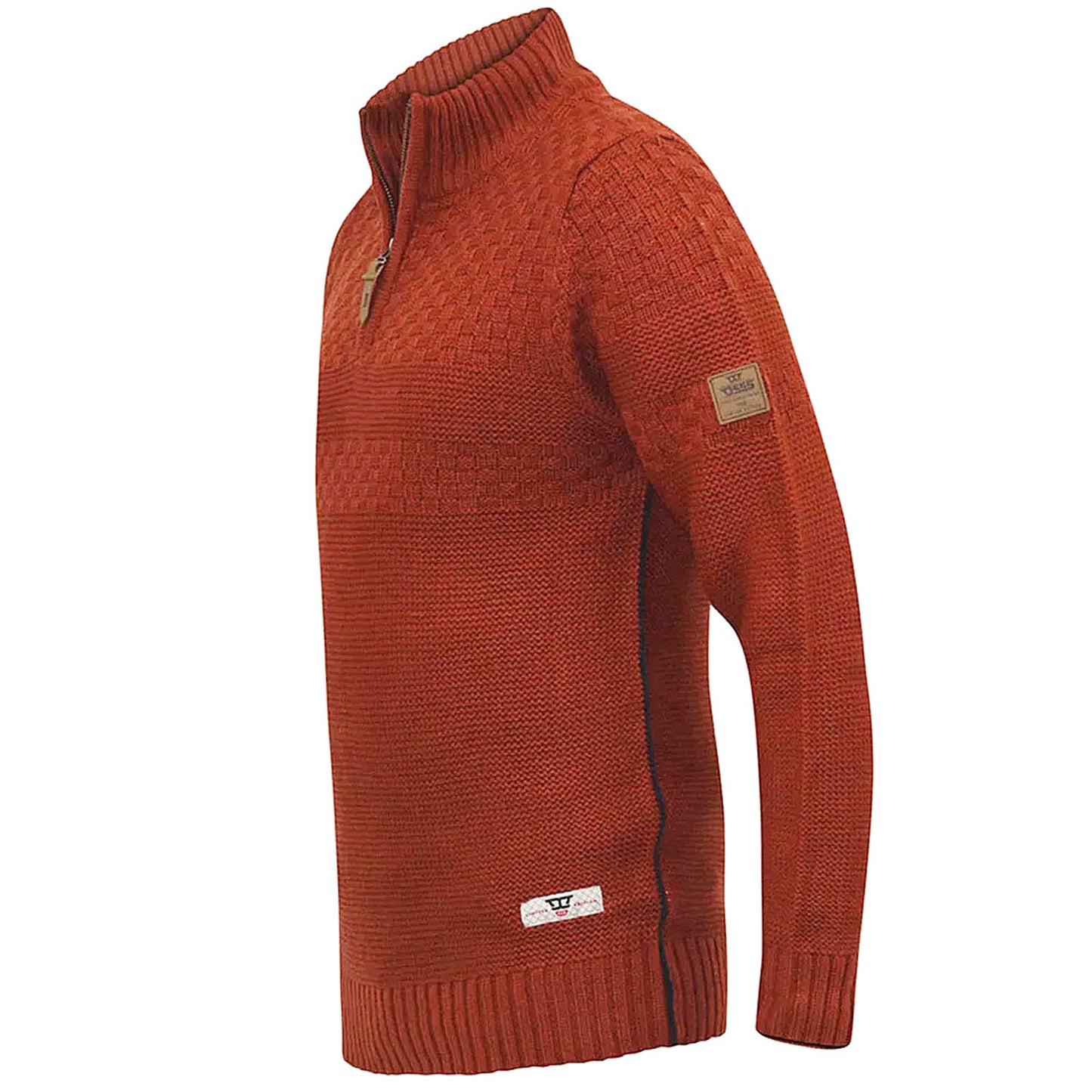 Plus Size Kelton Jacquard Knit 1/4 Zip Jumper Rust