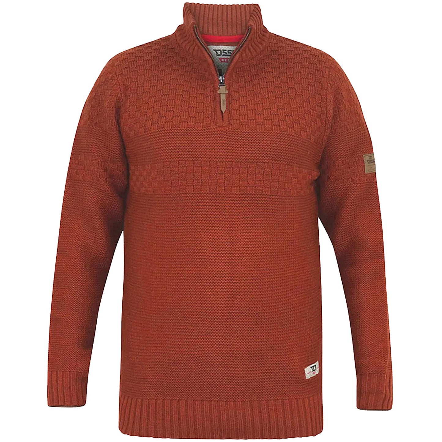 Plus Size Kelton Jacquard Knit 1/4 Zip Jumper Rust