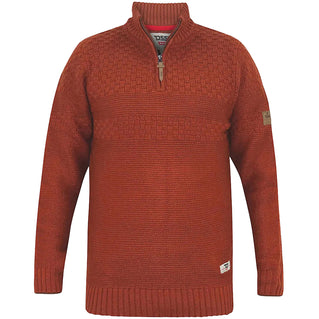 D555 Plus Size Kelton Jacquard Knit 1/4 Zip Jumper Rust