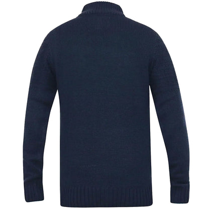 Plus Size Yates Jacquard Knit 1/4 Zip Jumper Navy