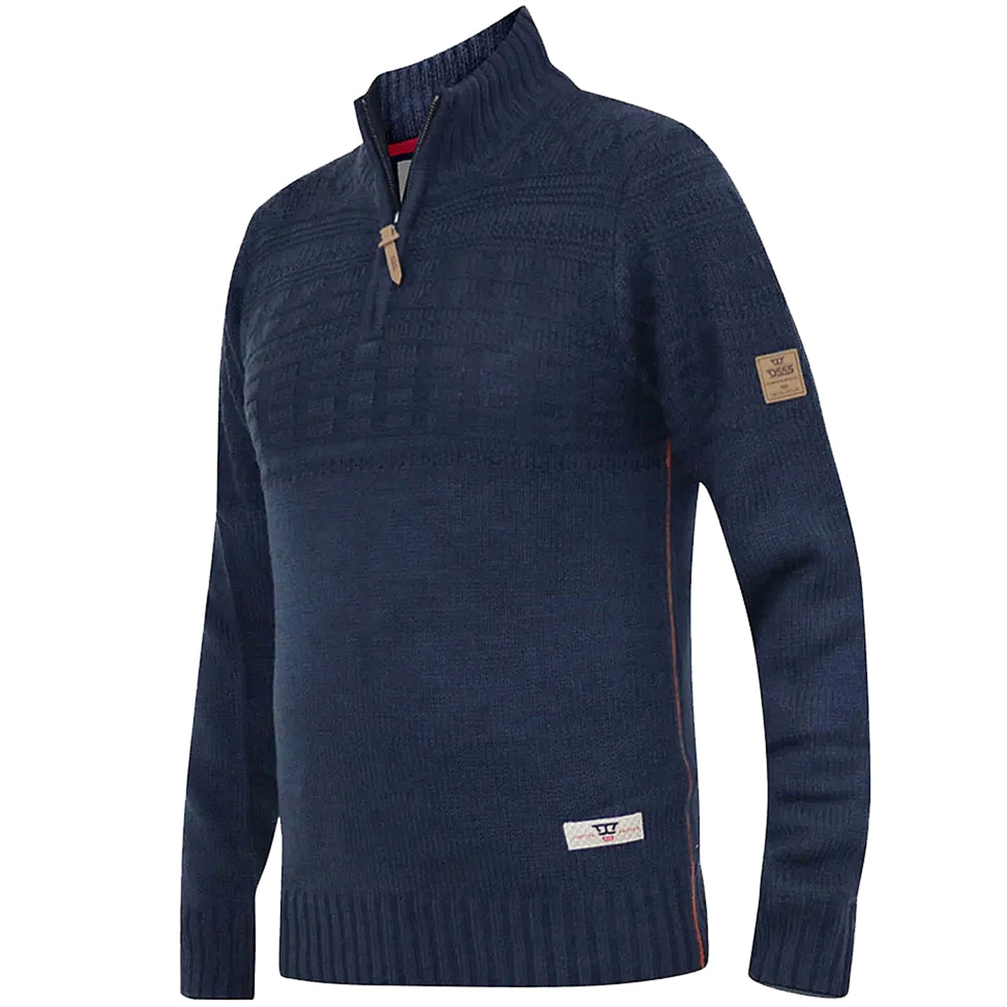 Plus Size Yates Jacquard Knit 1/4 Zip Jumper Navy