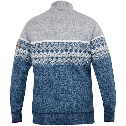 Plus Size Ruddington Fairisle 1/4 Zip Jumper Blue