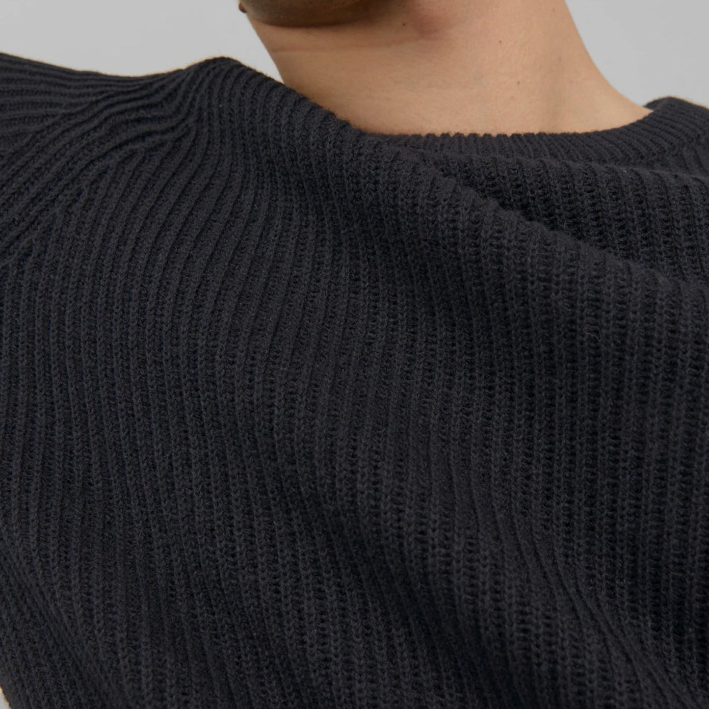 Jack & Jones Plus Size Pannel Crew Knitwear Black