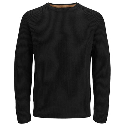 Jack & Jones Plus Size Pannel Crew Knitwear Black