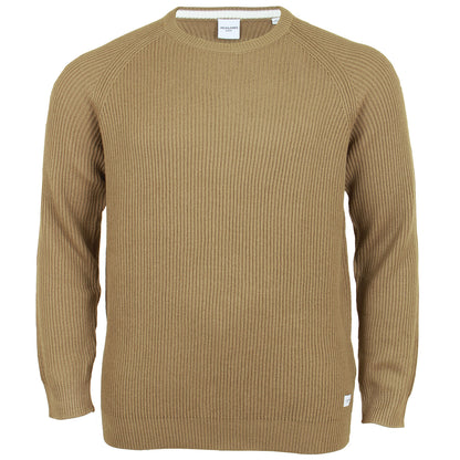 Jack & Jones Plus Size Pannel Crew Knitwear Otter