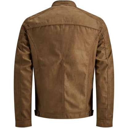 Jack & Jones Plus Size Rocky Biker Jacket Cognac