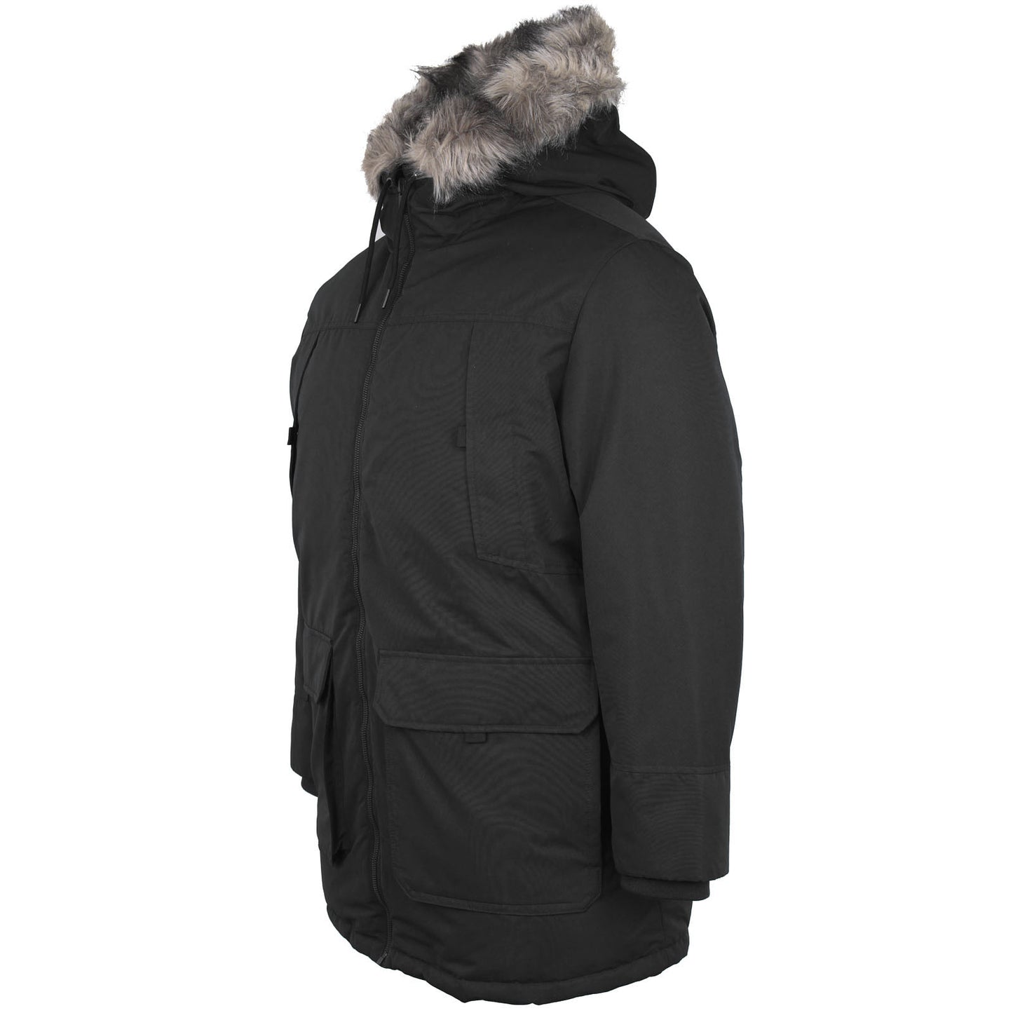 Jack & Jones Plus Size Construct Faux Fur Parka Black