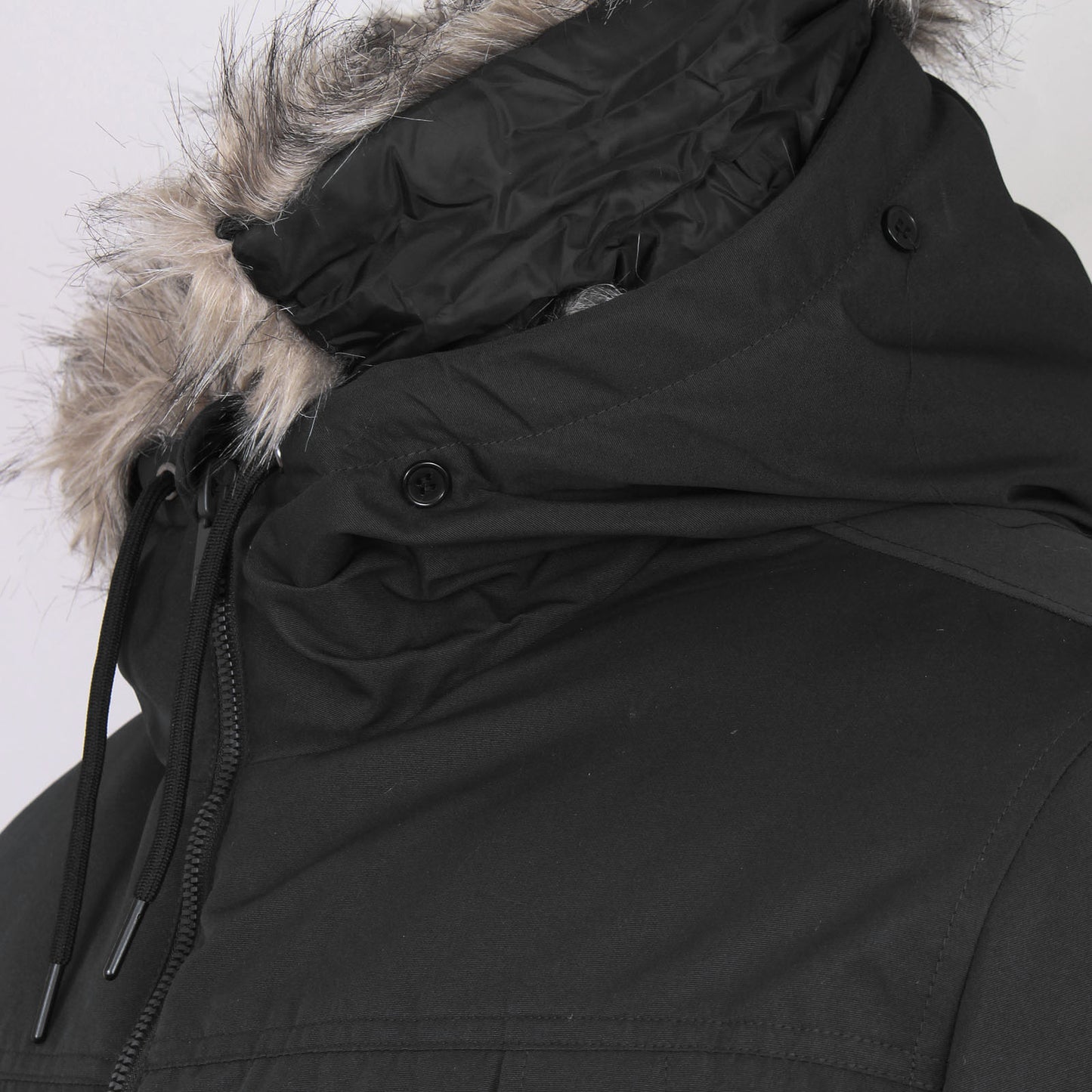 Jack & Jones Plus Size Construct Faux Fur Parka Black