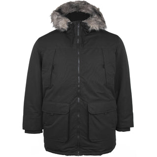 Jack & Jones Plus Size Construct Faux Fur Parka Black