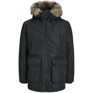 Jack & Jones Plus Size Construct Faux Fur Parka Black