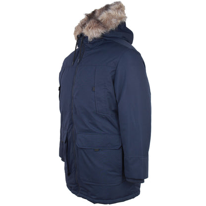 Jack & Jones Plus Size Construct Faux Fur Parka Navy Blazer