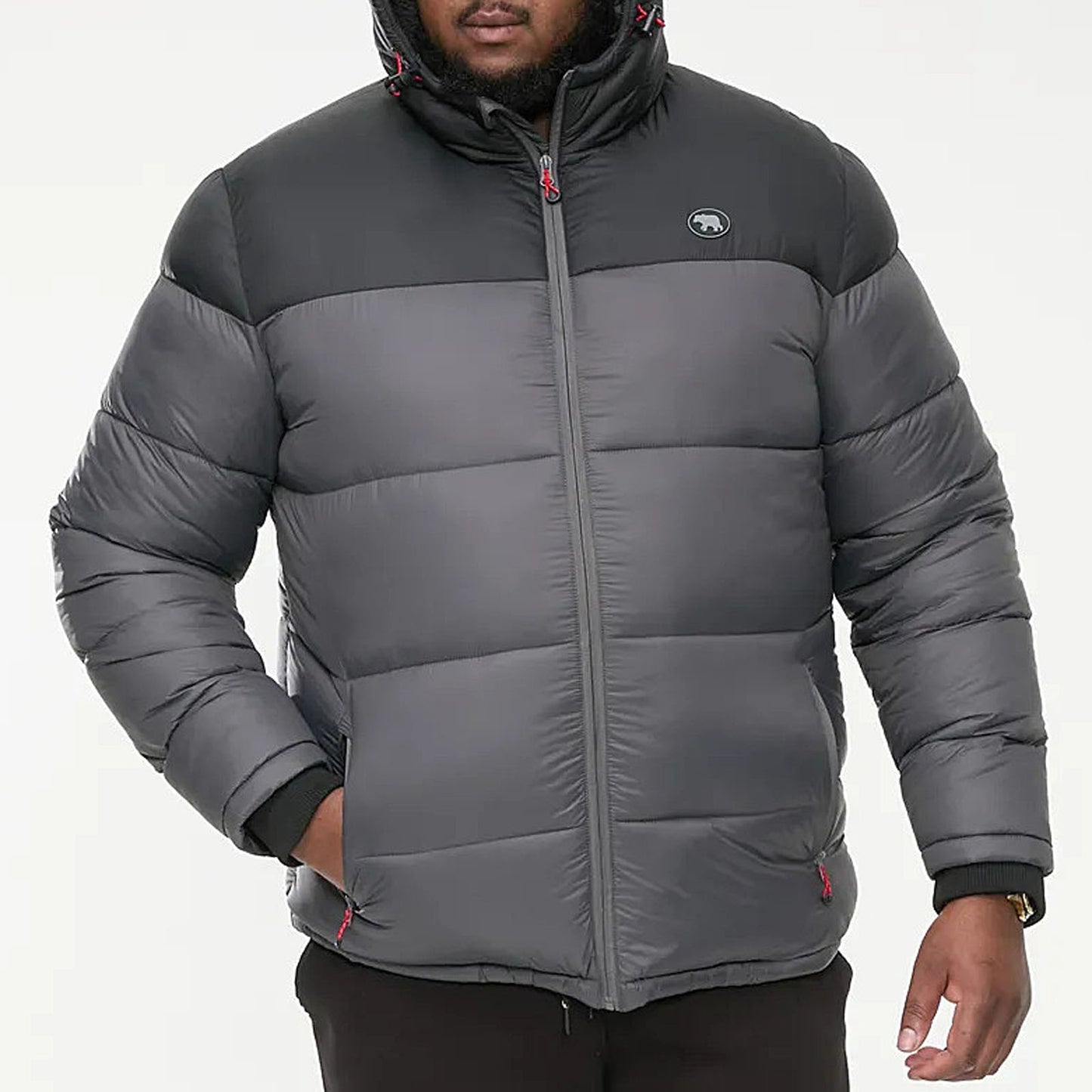 D555 Plus Size Worrall Quilted Puffer Jacket Charcoal