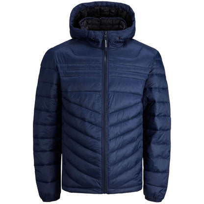 Jack & Jones Plus Size Hero Hooded Puffer Jacket Navy Print