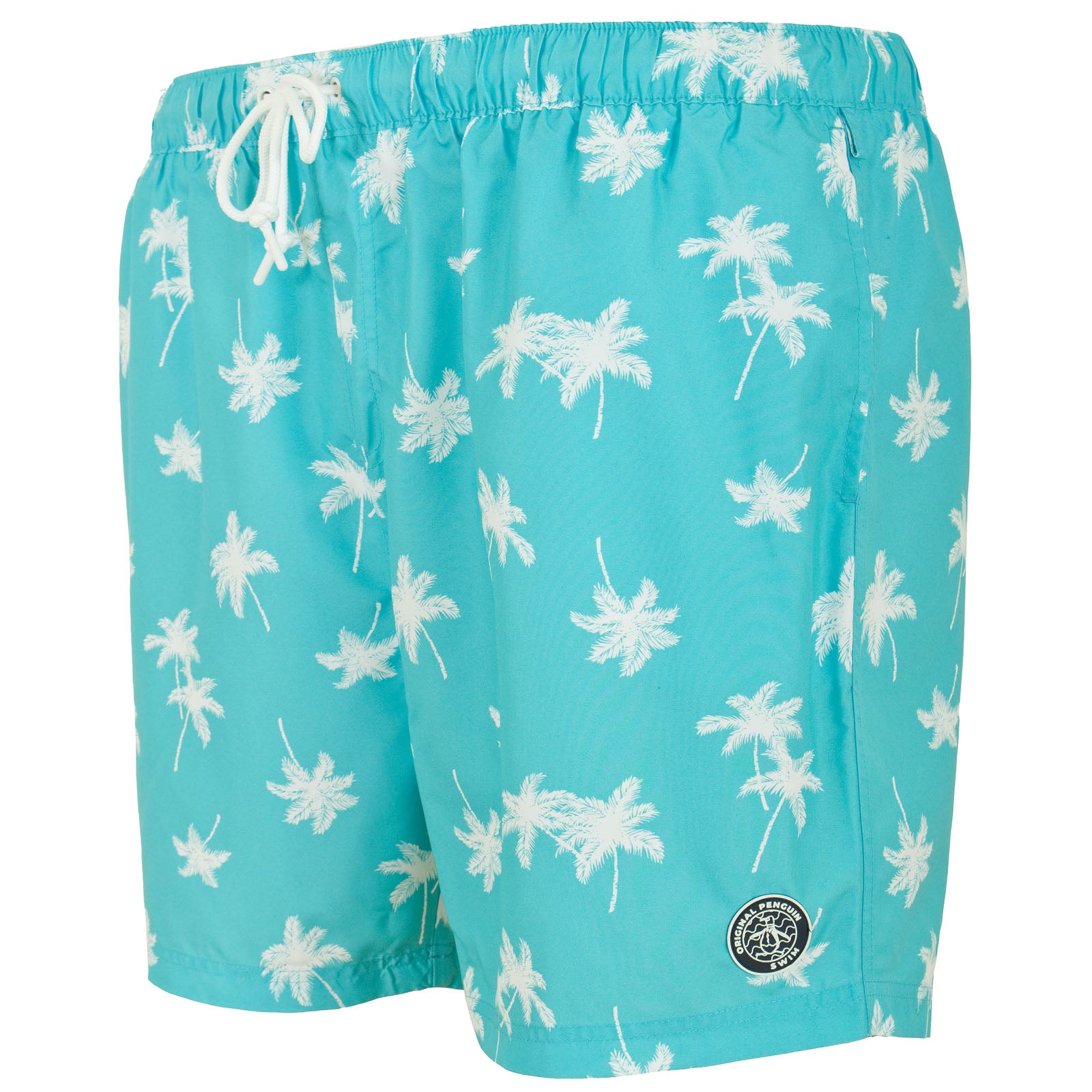 Original Penguin Plus Size Ojss3002 Palm Tree Swim Shorts Blue Atoll