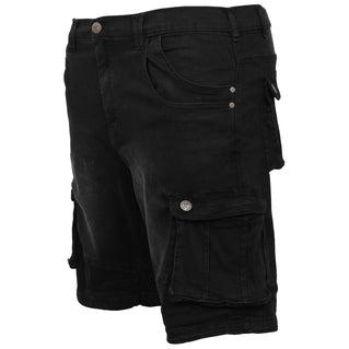 Kam Jeans Plus Size Ivan Denim Stretch Cargo Shorts Black Used