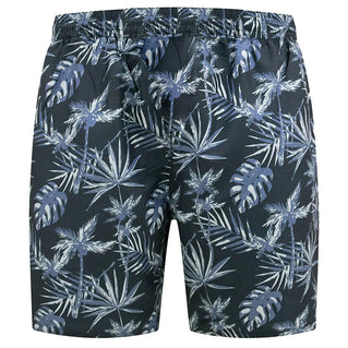 D555 Plus Size Hawaiian Print Swim Shorts Navy