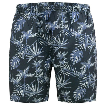 D555 Plus Size Hawaiian Print Swim Shorts Navy