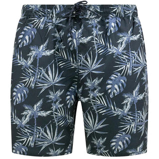 D555 Plus Size Hawaiian Print Swim Shorts Navy