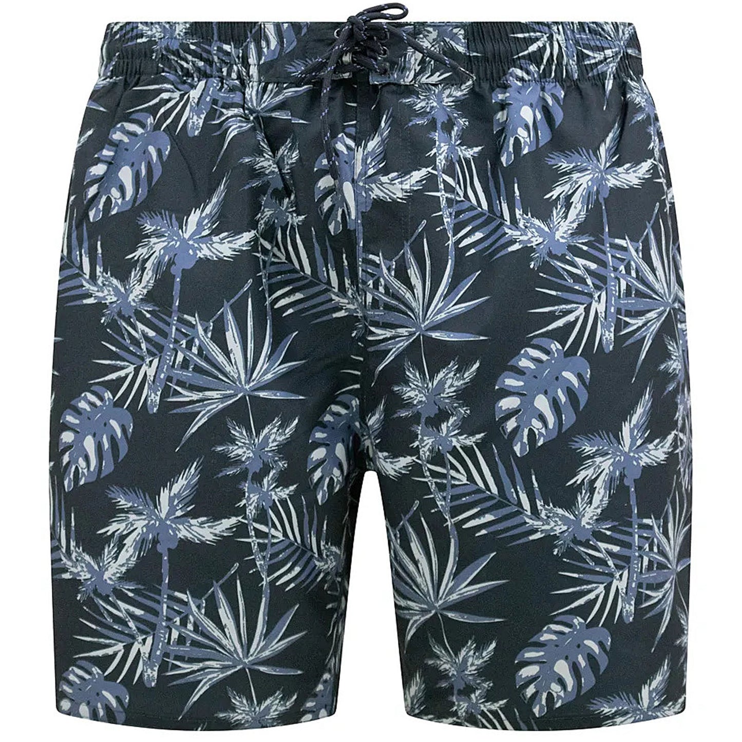 D555 Plus Size Hawaiian Print Swim Shorts Navy