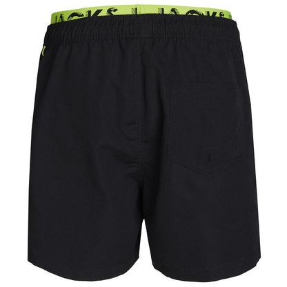 Plus Size Fiji Neon Swim Shorts Black