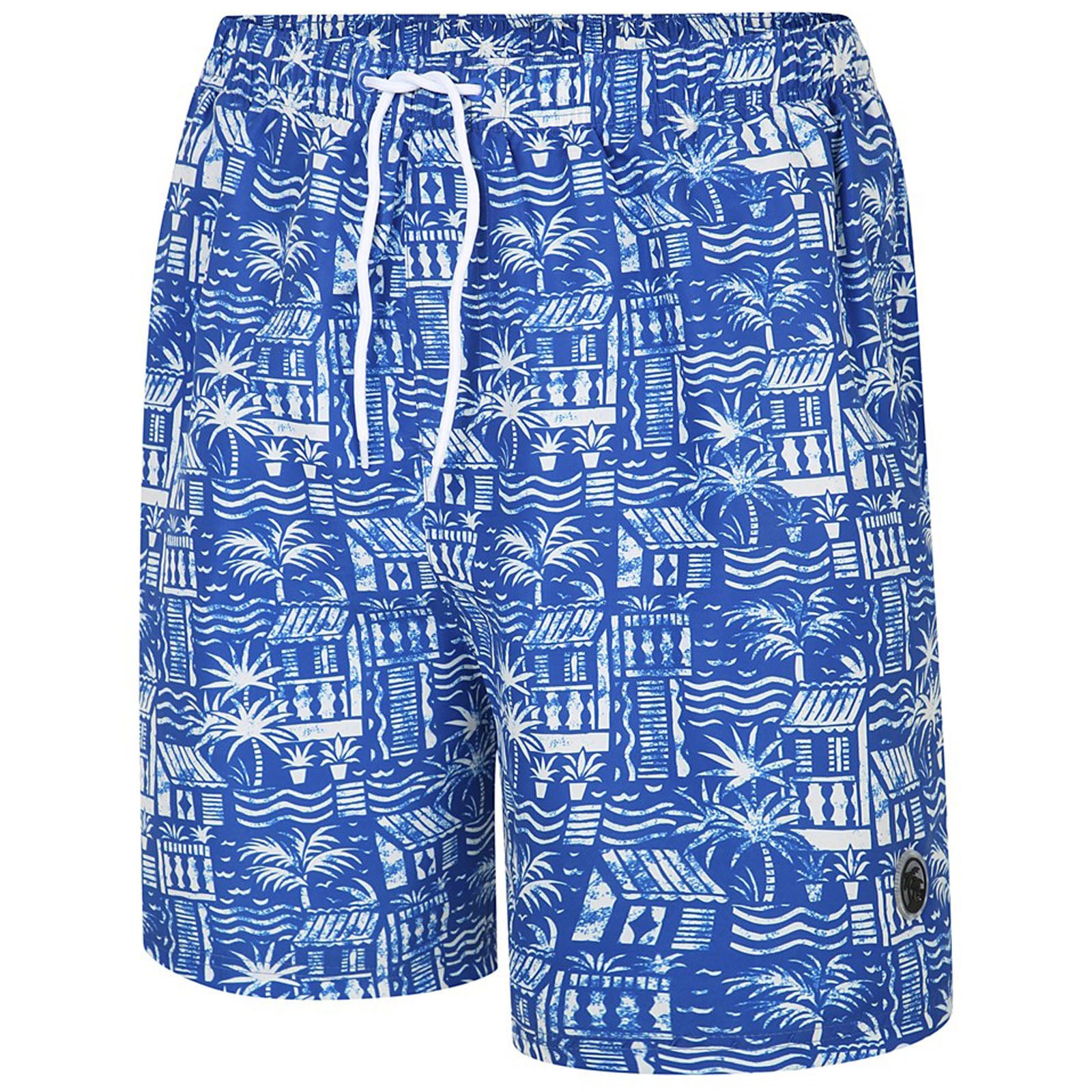 Espionage Plus Size Sw097 Hawaiian Beach Swim Shorts Royal