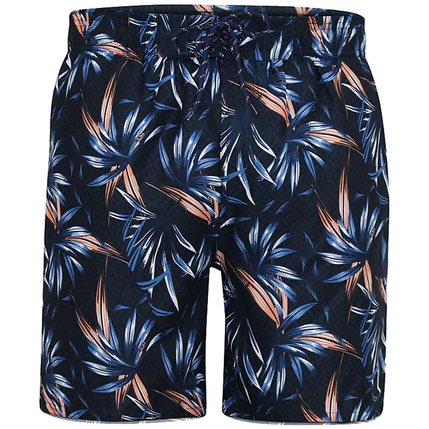 Plus Size Darian Hawaiian Print Swim Shorts Navy