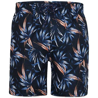 D555 Plus Size Darian Hawaiian Print Swim Shorts Navy