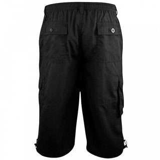 D555 Plus Size Mason 3/4 Long Cargo Shorts Black