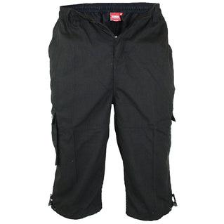 D555 Plus Size Mason 3/4 Long Cargo Shorts Black