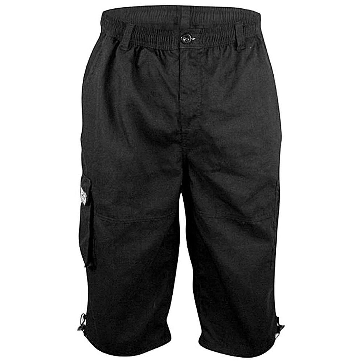 D555 Plus Size Mason 3/4 Long Cargo Shorts Black