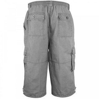 D555 Plus Size Mason 3/4 Long Cargo Shorts Dark Grey